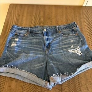 American Eagle Outfitters Blue Distressed Jean Shorts